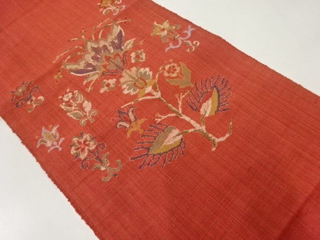 JAPANESE NAGOYA OBI / WOVEN FLORAL PLANTS
